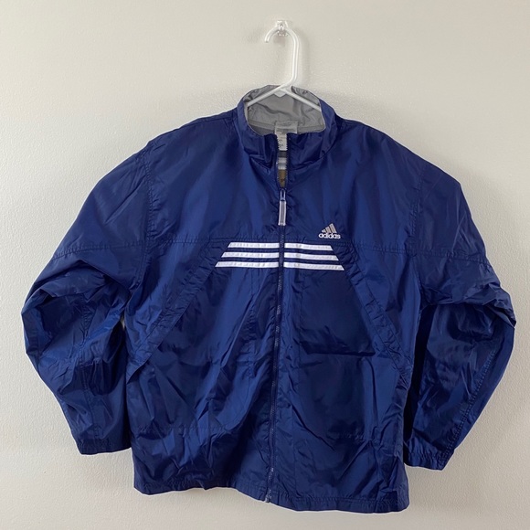 adidas three stripe windbreaker
